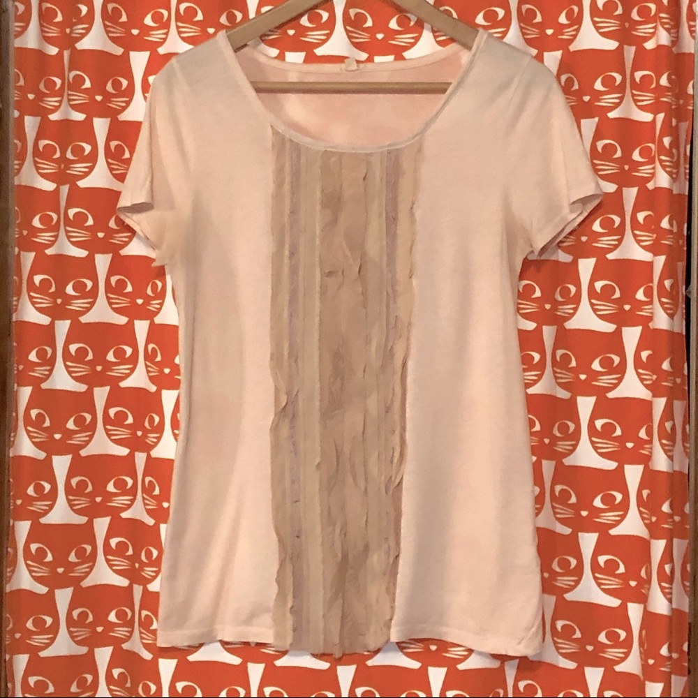 J Crew Sheet Ruffle-Front Tee